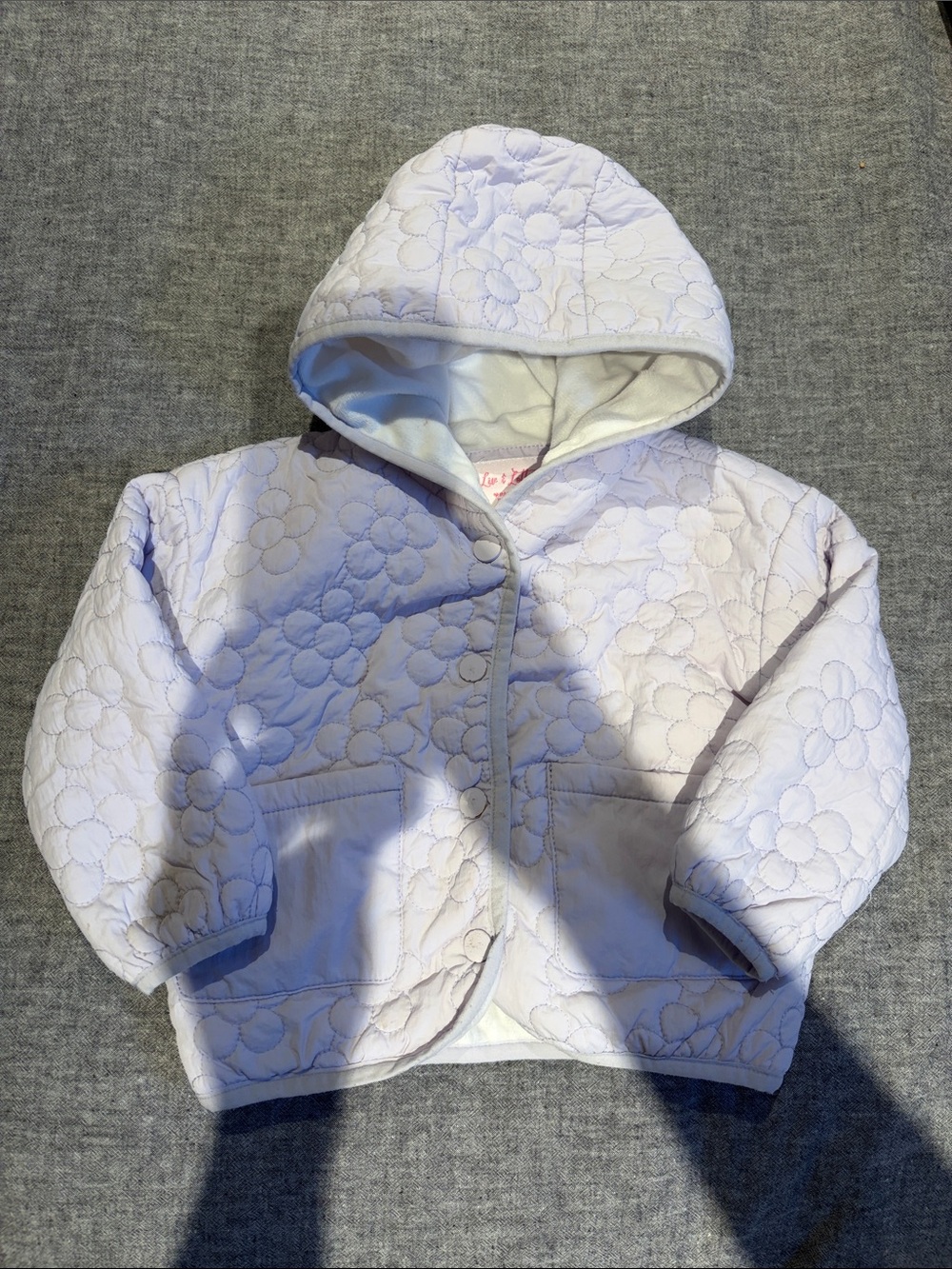 Girl's Quilted Hooded Puffer Jacket in Light Lavender